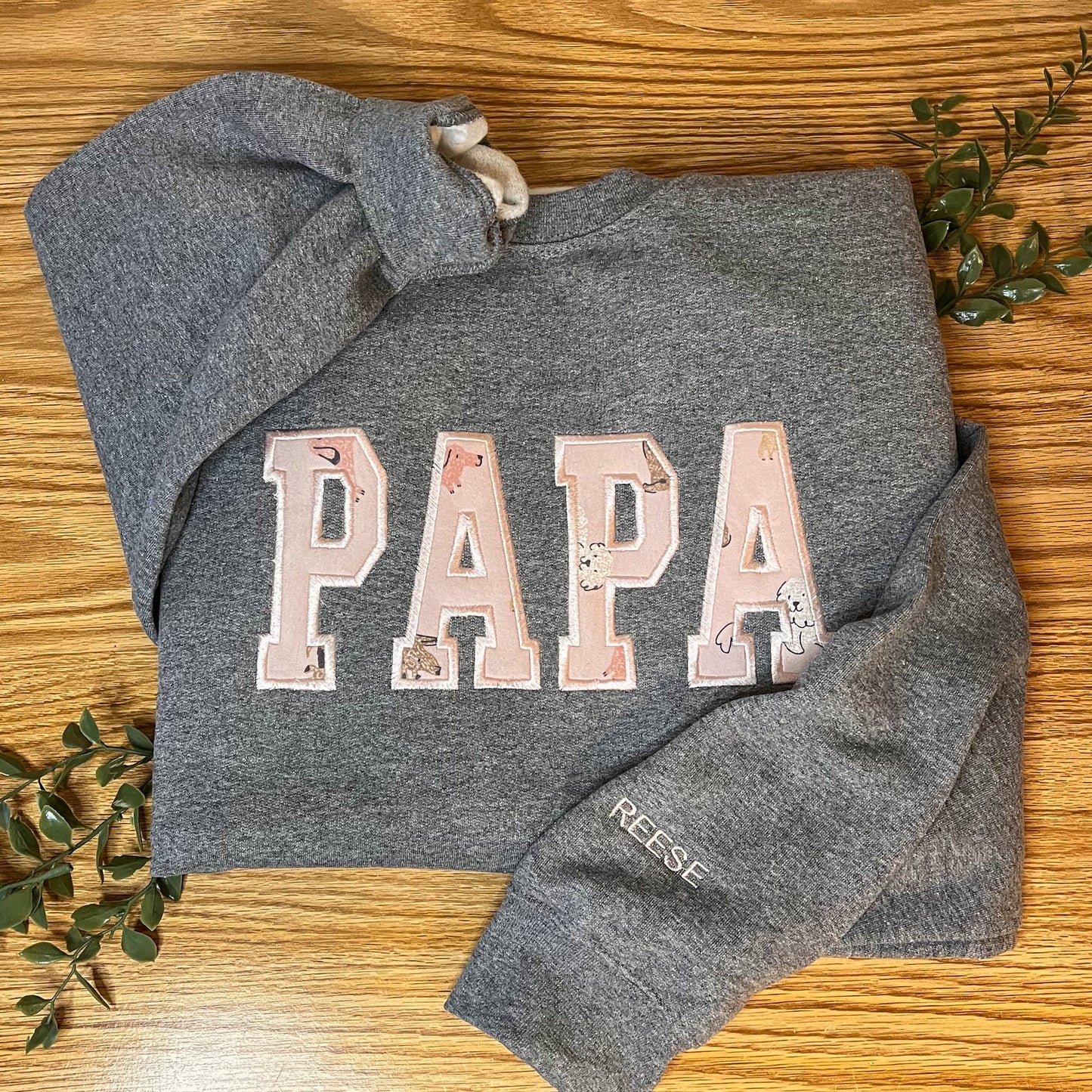Custom Text Sweatshirt with Baby Clothes - Personalized Applique Keepsake Crewneck