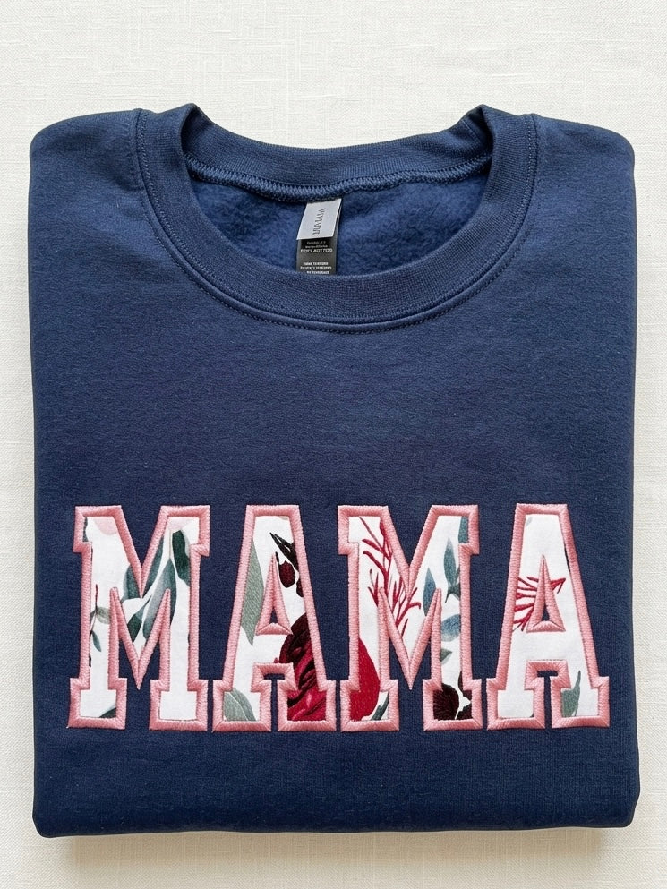 Mama Sweatshirt with Baby Clothes - Personalized Applique Keepsake Crewneck